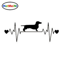 HotMeiNi Car Styling Dachshund Heartbeat Car Stickers Reflective Vinyl Decal Truck Decoration Black/Silver 20*7.5CM 2024 - buy cheap