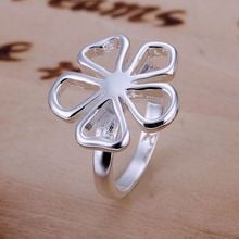 Anillos de flores de moda de joyería chapada en plata fina al por mayor para mujeres/hombres SR015 2024 - compra barato