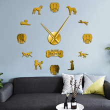 Whippet-reloj gigante de pared para decoración del hogar, pegatinas con efecto de espejo, para pared, Saluki 2024 - compra barato
