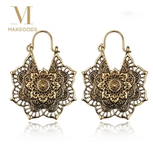 1 Pair Vintage Mandala Flower Drop Dangle Earring for Women Girl Tribal Hollow Floral Pendant Earrings Pendientes 2024 - buy cheap