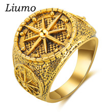 Liumo винтажное мужское кольцо из сплава золотого и серебряного цвета в стиле хип-хоп для свадьбы Lr884 2024 - купить недорого