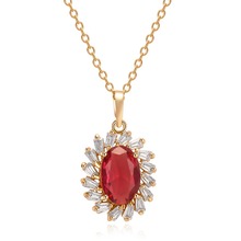 Простые цветы богемный золотой женский кулон ожерелье красный циркон подвеска с бусинами из кристаллов Трендовое простое изящное ожерелье Бижутерия Подарки 2024 - купить недорого