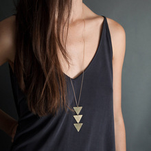 Fashion Three Triangle Arrow Long Chain Pendant Necklace For Women Female Metal Geometric Sweater Necklace Punk Minislim Jewelry 2024 - buy cheap