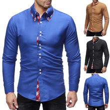 Hot 2018 New Brand Men Casual shirt Slim Fashion Men Shirts Long-Sleeved Chemise Homme Solid Mens dress shirt Camisa Masculina 2024 - buy cheap