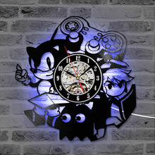 Sonic Game Vinyl Record Clock Creative Antique Style Wall Decor LED Clock Gift for Kids 3D Silent Record Clock With 7 Clock 2024 - buy cheap