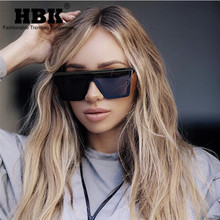 Женские и мужские большие квадратные очки HBK, брендовые дизайнерские Винтажные Солнцезащитные очки в большой оправе для улицы, UV400, 2019 2024 - купить недорого