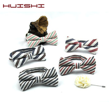HUISHI High Quality Fashion Casual Bow Ties For  Men Bowtie Cotton Butterfly Tie Stripe Man's suit Tuxedo For Wedding Business 2024 - buy cheap
