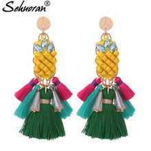 Sehuoran Tassel Earrings For Women Ethnic Crystal Pineapple Geometric Dangle Colorful Charms Wedding Style Accessorios Earings 2024 - buy cheap