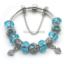 Free Shipping blue crystal glass big hole beads blue rhinestone alloy charms European bracelet 2024 - buy cheap