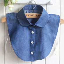 Camisas de estilo coreano con cuello falso de vaquero para niña, collares desmontables de imitación de cristal a la moda para invierno y otoño 2024 - compra barato