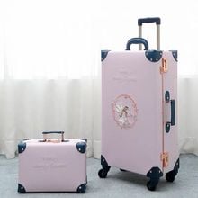 Retro Rolling Luggage Spinner Vintage Leather Trolley Suitcase with Wheel Women Trolley Travel Bag Men Carry On Luggage 2024 - buy cheap