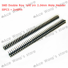 (50pcs/lot) 2x40 pins Double Row 2.54 mm Pitch SMD Needle Male Pin Header 2024 - buy cheap