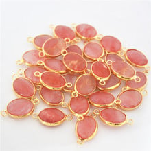 Gazelle Gold Color Natural Stone Necklace Charms Cherry Quartz Bead Bulk Bracelet Necklace Connector DIY Fashion Jewelry Making 2024 - buy cheap