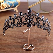 Baroque Black Crystal Crown and Tiara Headband Rhinestones Bride Diadem Pageants Wedding Bridal Hair Accessories Hair Jewelry SL 2024 - buy cheap