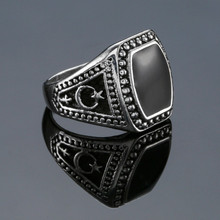 Мужское кольцо, высокое качество, античное, посеребренное, рождественское, новое, черное, квадратное, эмалированное, изящные украшения 8-10 2024 - купить недорого