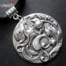 lanseis10pc norse Flower Goddess Ribbon Choker necklace pendant, Goddess Flora Necklace 38mm 2024 - buy cheap