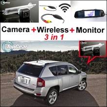 Cámara de visión trasera especial 3 en 1, receptor inalámbrico, Monitor de espejo, sistema de estacionamiento marcha atrás para Jeep Compass 2011 ~ 2015 2024 - compra barato