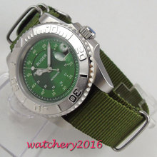 Relógio masculino com calendário em vidro safira, relógio inteligente verde com moldura rotativa de 40mm 2024 - compre barato
