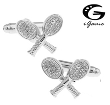 iGame 1 pair Fashion Cuff Links Silver Color Novelty Brass Tennis Racket  Design 2024 - buy cheap