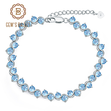 Женский браслет из серебра 925 пробы с натуральным голубым топазом 2024 - купить недорого