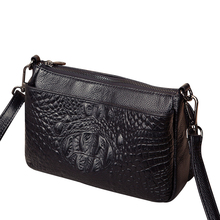 Women's Messenger Shoulder Bag 2019 Fashion 100% Genuine Cowhide Leather Crocodile Pattern Female Handbag ladies Day Clutch Bag 2024 - buy cheap