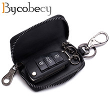Bycobecy-bolsa de couro para chave, masculina, pequena, couro, para moças, porta chaves, organizador, chaveiro 2024 - compre barato