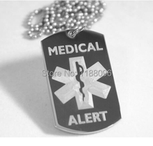 Etiqueta de perro de acero inoxidable de alerta médica al por mayor etiquetas de METAL de grabado personalizado de bajo precio hl80891 2024 - compra barato