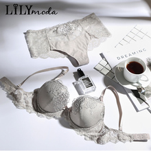 Lilymoda-Conjunto de sujetador fino para mujer, ropa interior Sexy de encaje bordado, lencería transparente, bragas sin costuras 2024 - compra barato