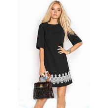 New Arrival 2018 Summer Women Fashion Lace Casual Mini Dress Black White Short Sleeve O-Neck Beach Tshirt Dresses 2024 - buy cheap