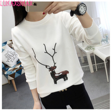 2020 New Autumn Winter Women Thicken Warm Pullover Sweatshirt Korean Cute Deer Sequined Loose Student Velour Sweatshirt 2024 - buy cheap