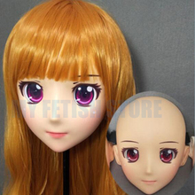 (Jiang-01) Female Sweet Girl Resin Half Head Kigurumi Mask With BJD Eyes Cosplay Anime Role Lolita Mask Crossdress Doll 2024 - buy cheap