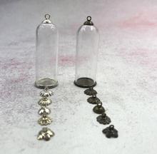 10pcs/lot 50x20mm Clear bell jar tube glass vials pendant with metal tray cap glass bottle cover dome necklace vase container 2024 - buy cheap
