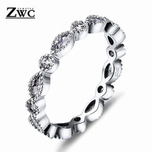 ZWC Лидер продаж простое модное изысканное кольцо с инкрустацией кристаллами для женщин и мужчин, романтическое кольцо с цирконием для свадебной вечеринки, ювелирное изделие, подарок, оптовая продажа 2024 - купить недорого