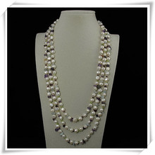 Tienda de joyería con perlas únicas, collar de perlas blancas de agua dulce de jaspe Multicolor de 200cm de largo, regalo encantador para mujer 2024 - compra barato