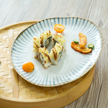 Керамическая тарелка для еды в японском стиле, тарелка для суши, неправильная столовая посуда, горячая Распродажа, поднос для стейка, тарелка для завтрака, Плоский Поднос, 1 шт. 2024 - купить недорого