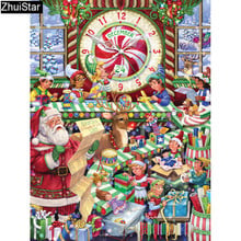 Zhui Star Full Square Drill 5D DIY Diamond Painting "Santa preparing gift" 3D Embroidery Cross Stitch Rhinestone Mosaic Decor Y6 2024 - buy cheap