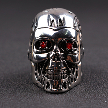 RJ Game Film Terminator Mask Skull Cool Men Rings Retro High Quality Steampunk Biker Skeleton Red Crystal Ring Jewelry 2024 - buy cheap