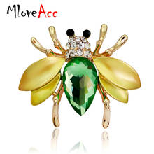 MloveAcc Irregular Green Fly Mosquitoes Brooch Crystal Insect Bee Brooches for Women Shirt Collar Pins Suits Corsages Jewelry 2024 - buy cheap