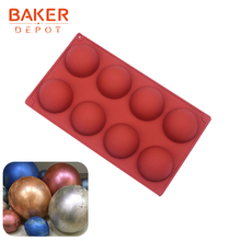 Baker depot abobadado silicone bolo molde 8 cavidade artesanal ferramenta de sabão geléia pudim pastelaria cozimento forma redonda decoração do bolo moldes 2024 - compre barato