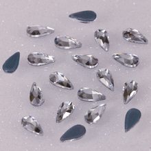 Good Quality 3x6mm, 4x8mm, 5x10mm Crystal Clear Teardrop Hotfix Rhinestones / Iron On Flat Back Crystals 2024 - buy cheap