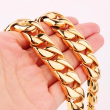 15mm Heavy Silver Color/Gold/Black Color Custom Length Curb Cuban Link Mens Chain 316L Stainless Steel Necklace Or Bracelet 2024 - buy cheap