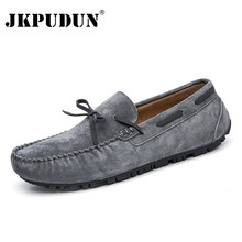 JKPUDUN Designer Genuine Leather Suede Men Casual Shoes High Quality Soft Moccasins Mens Loafers Italian Fashion Driving Shoes 2024 - buy cheap