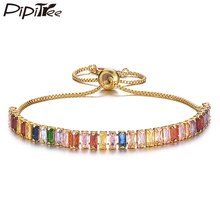Pipitree Multi Cubic Zirconia Tennis Bracelets for Women Adjustable Chain Charm Bracelet Bridal Wedding Jewelry Pulseras Mujer 2024 - buy cheap