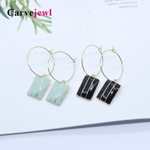 Carvejewl hoop earrings hand painted enamel glaze rectangle pendant earrings for women jewelry new fashion korean earrings hot 2024 - buy cheap