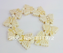 5pcs Fashion White Stone Howlite Bead Carved Cute Butterfly inlay Bead Handmade Bracelet elasticity Festival gift 2024 - buy cheap