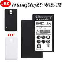 High capacity extended Battery 6500mAh + Black/White Back Cover For Samsung Galaxy S5 SV i9600 SM-G900 SM-G900F/H/V 2024 - buy cheap