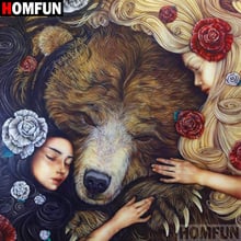 HOMFUN Full Square/Round Drill 5D DIY Diamond Painting "Girl & bear" 3D Diamond Embroidery Cross Stitch Home Decor A18591 2024 - buy cheap