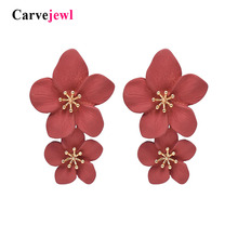 Brincos de flores grandes carvejoalheria colorida metal flor colorida brincos pendurados joias femininas moda europeia 2024 - compre barato