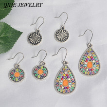 QIHE JEWELRY 3 pairs/set Drop Earrings Enamel Coloful Beads Flower Round Water Drop Earrings Bohemian Boho Jewelry Earrings for 2024 - buy cheap