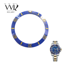 Rolamy Wholesale Replacement Blue With Gold Writings Ceramic Bezel 38mm Insert made for Submariner GMT 40mm 116610 LN 2024 - buy cheap